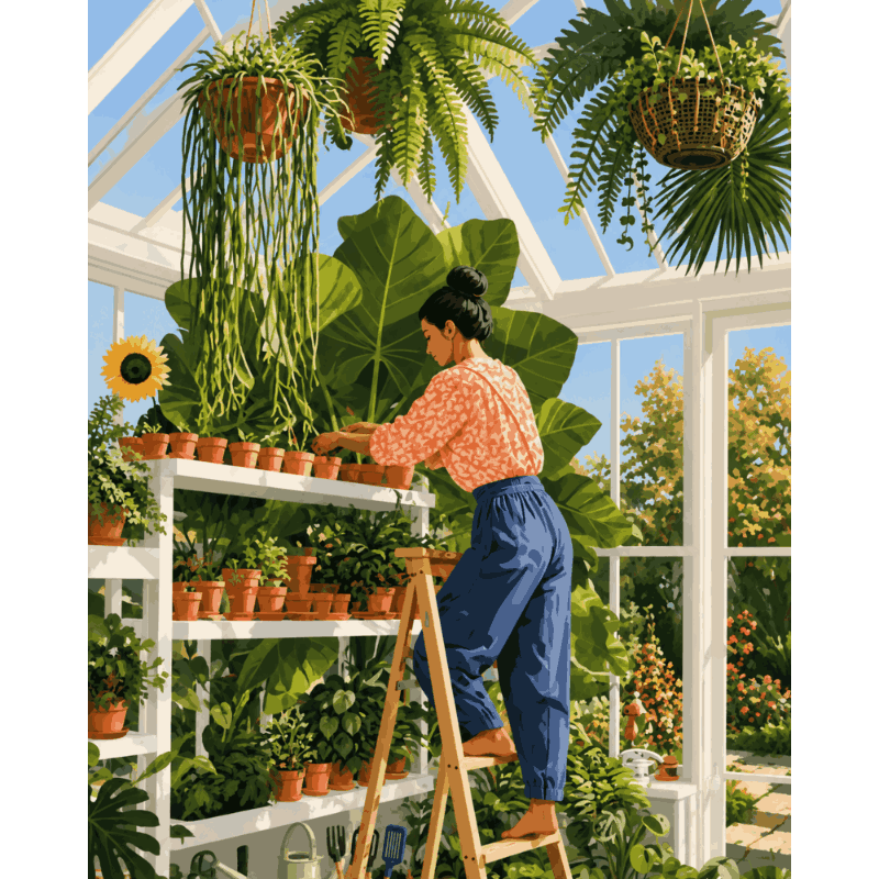 Greenhouse Gardener | Paint by Number - Paint by numbers