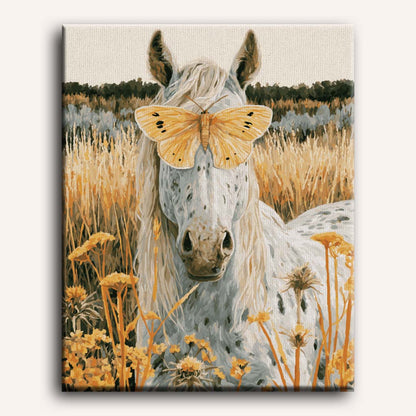 Cheval dans les fleurs sauvages | Peinture à numéros