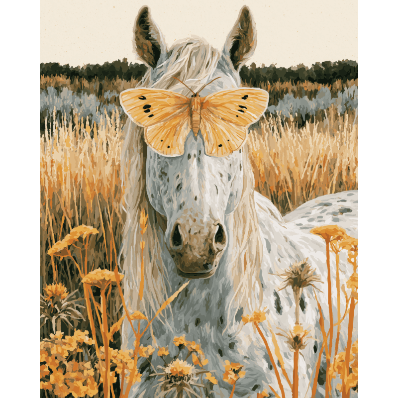 Horse in the Wildflowers | Paint by Number - Paint by numbers