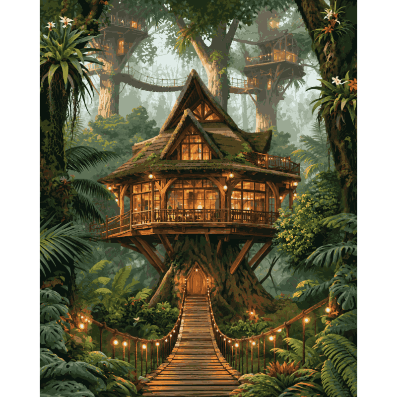 Jungle Treehouse | Paint by Number - Paint by numbers