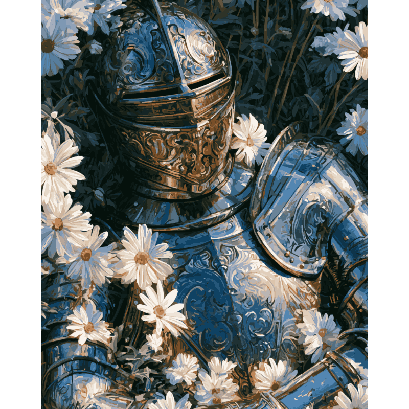 Knight Among Daisies | Paint by Number - Paint by numbers
