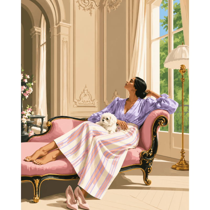 Lavender Chaise Lounge | Paint by Number - Paint by numbers