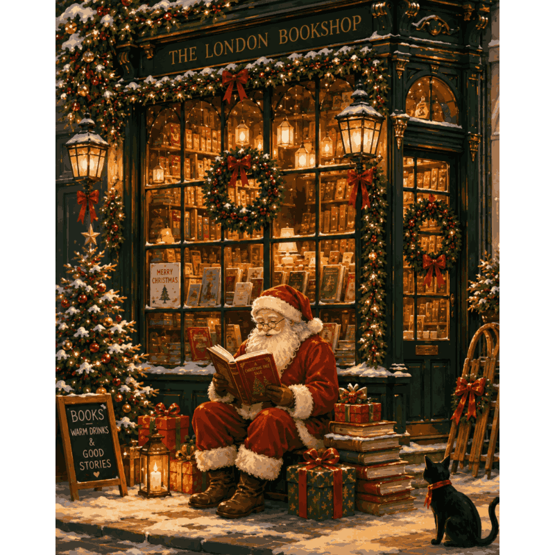 London Bookshop Santa | Paint by Number - Paint by numbers