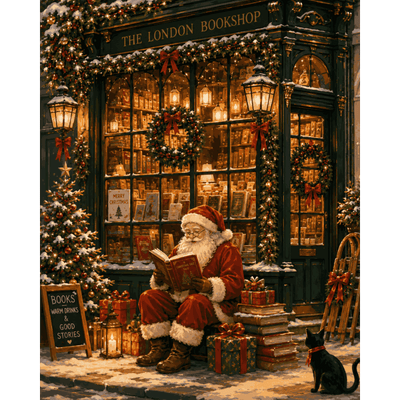 Père Noël à la librairie londonienne | Peinture à numéros