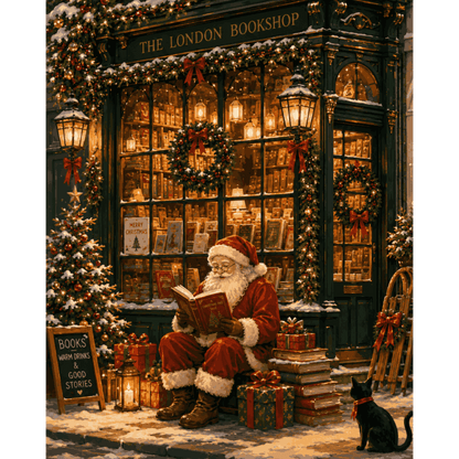 London Bookshop Santa | Paint by Number - Paint by numbers