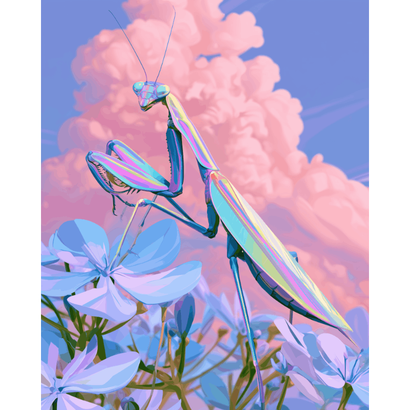 Mantis in Bloom | Paint by Number - Paint by numbers