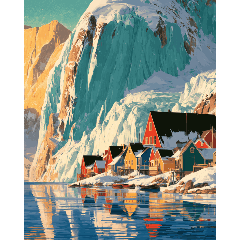 Mountain Village Cove | Paint by Number - Paint by numbers