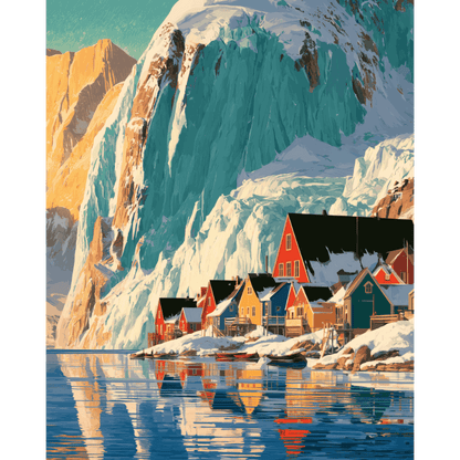 Mountain Village Cove | Paint by Number - Paint by numbers