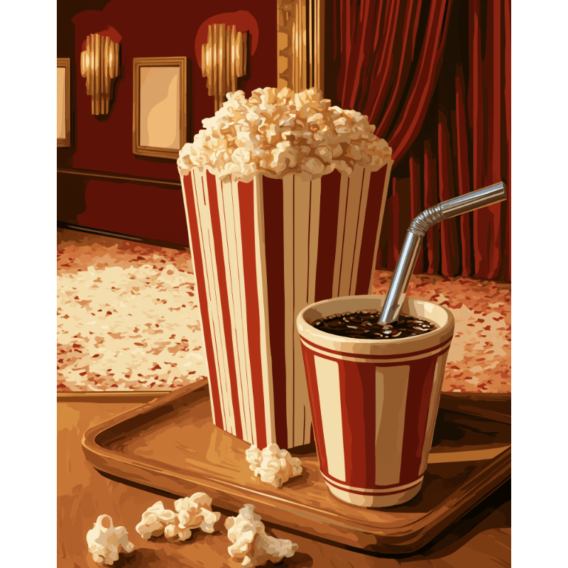Movie Night Popcorn | Paint by Number - Paint by numbers