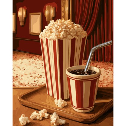 Movie Night Popcorn | Paint by Number - Paint by numbers