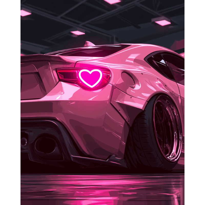Neon Heart Car | Paint by Number - Paint by numbers