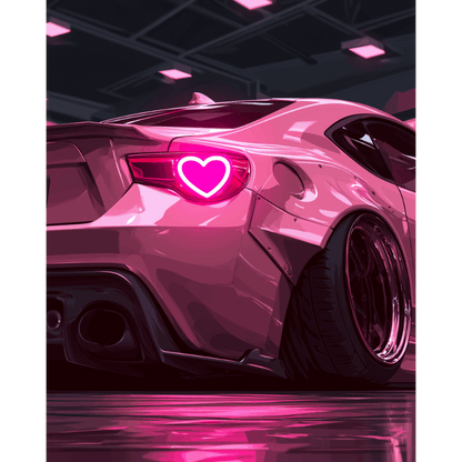 Neon Heart Car | Paint by Number - Paint by numbers