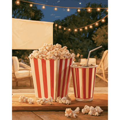 Patio Popcorn Night | Paint by Number - Paint by numbers