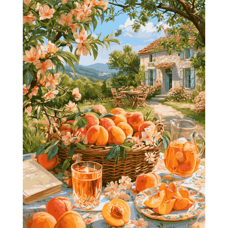 Peach Orchard Basket | Paint by Number - Paint by numbers