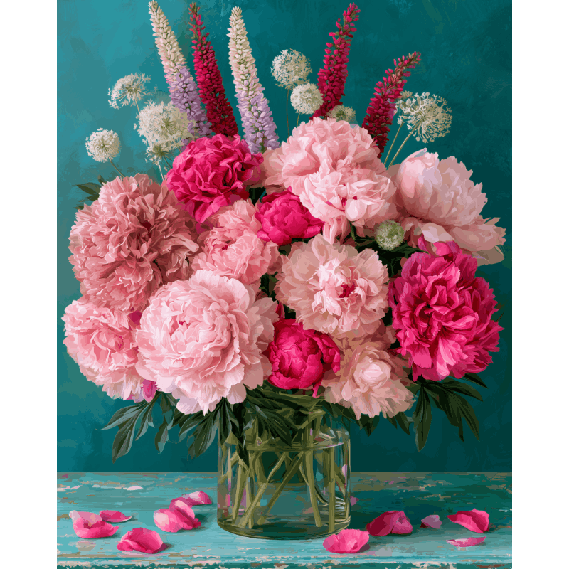 Peony Vase | Paint by Number - Paint by numbers