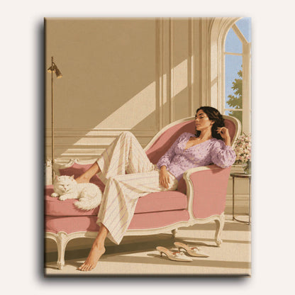 Pink Chaise Repose | Paint by Number