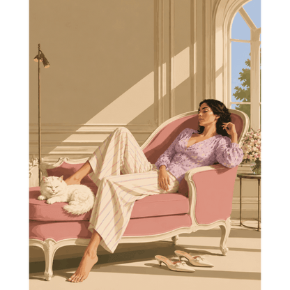 Pink Chaise Repose | Paint by Number - Paint by numbers