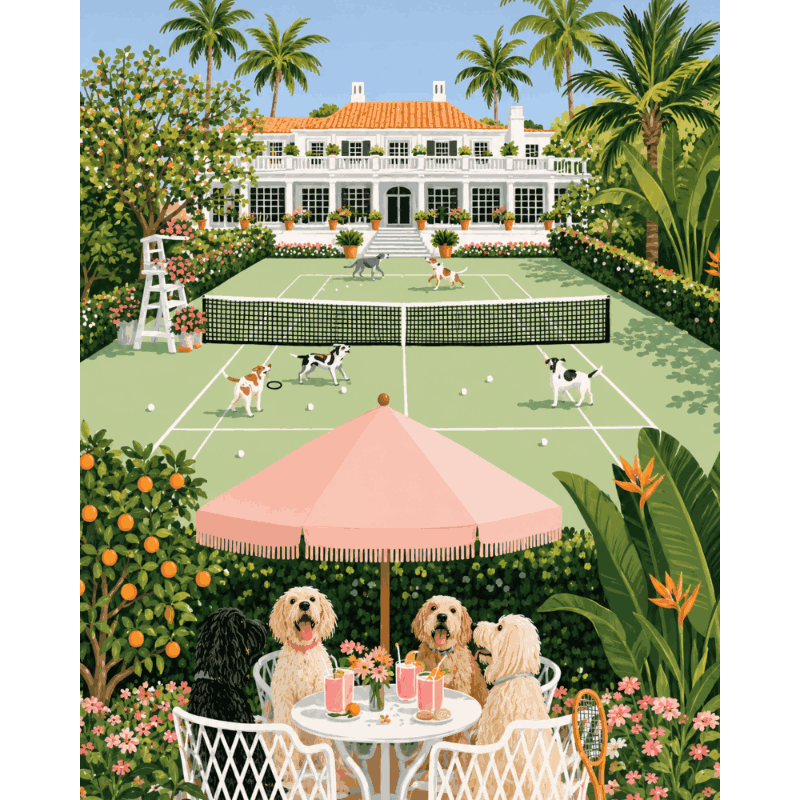 Poodle Tennis Club | Paint by Number - Paint by numbers