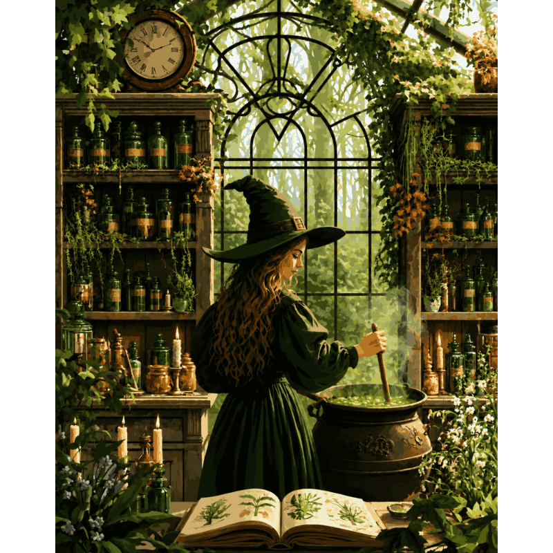Potion Brewing Witch | Paint by Number - Paint by numbers
