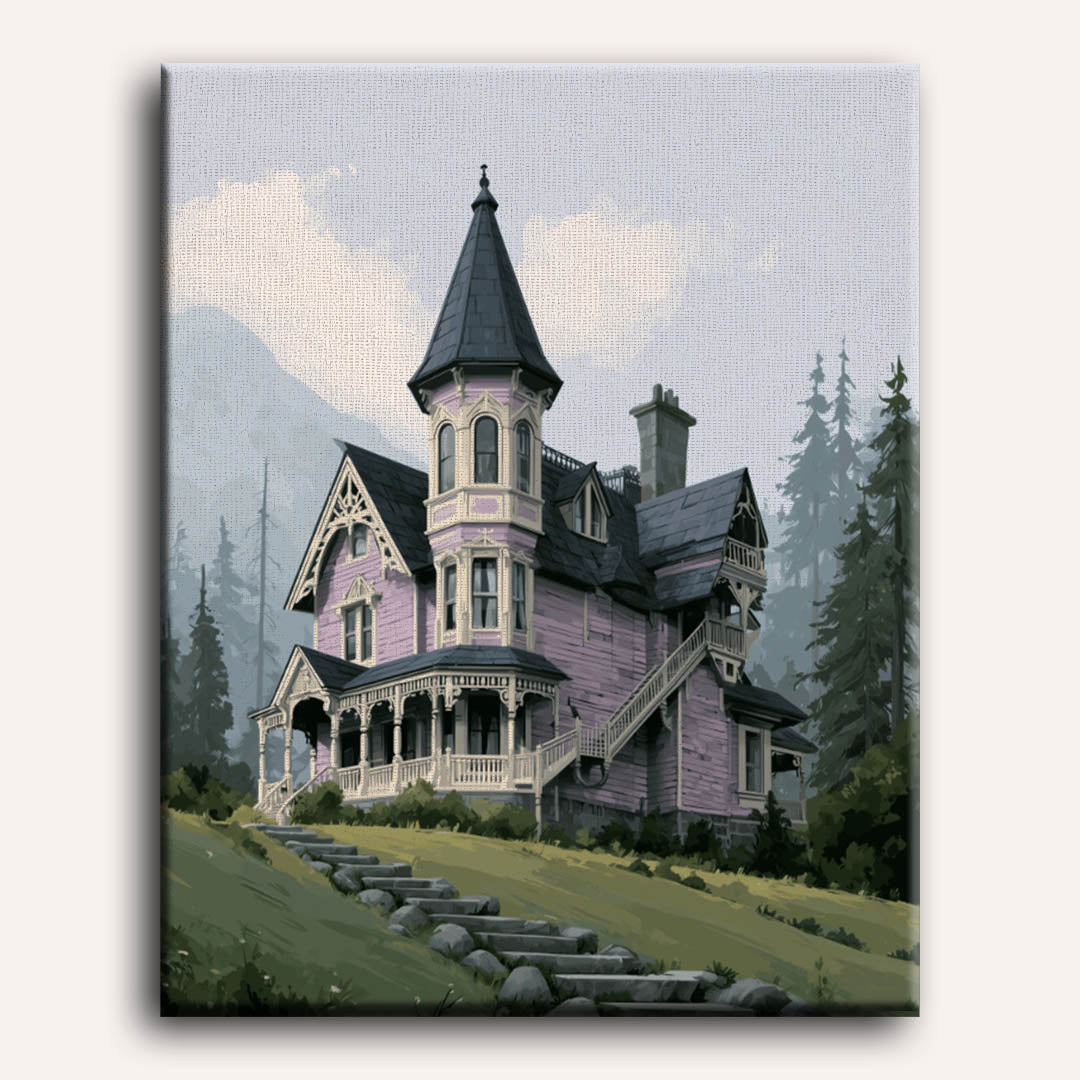 Manoir victorien violet | Peinture à numéros
