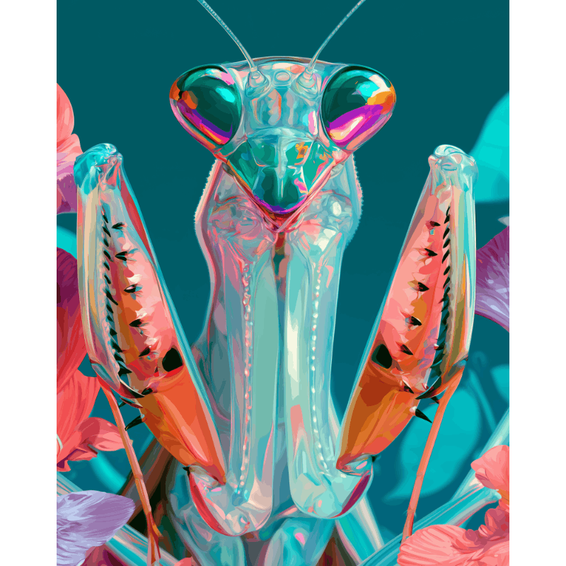 Rainbow Mantis | Paint by Number - Paint by numbers
