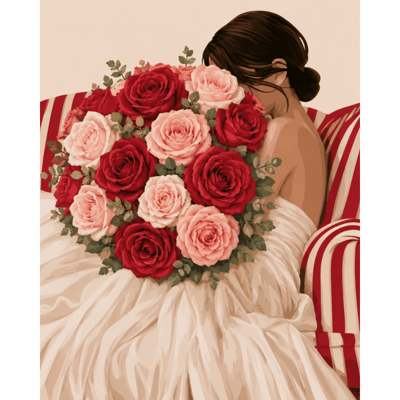 Red Rose Embrace | Paint by Number - Paint by numbers