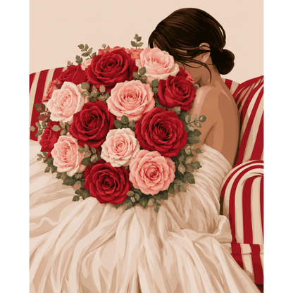 Red Rose Embrace | Paint by Number - Paint by numbers