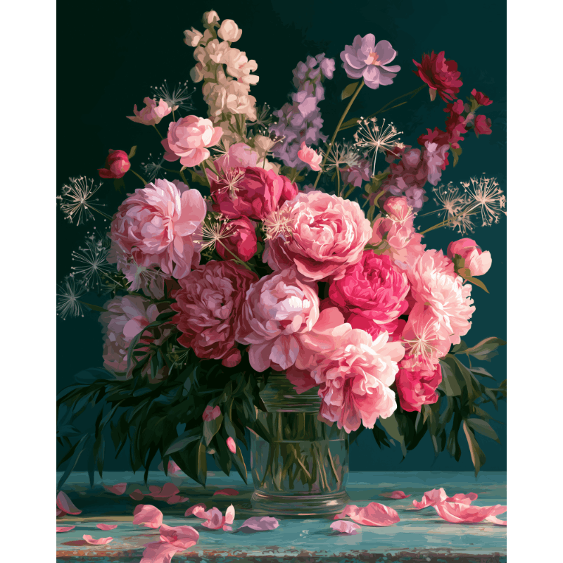Rose Petals Spilling | Paint by Number - Paint by numbers