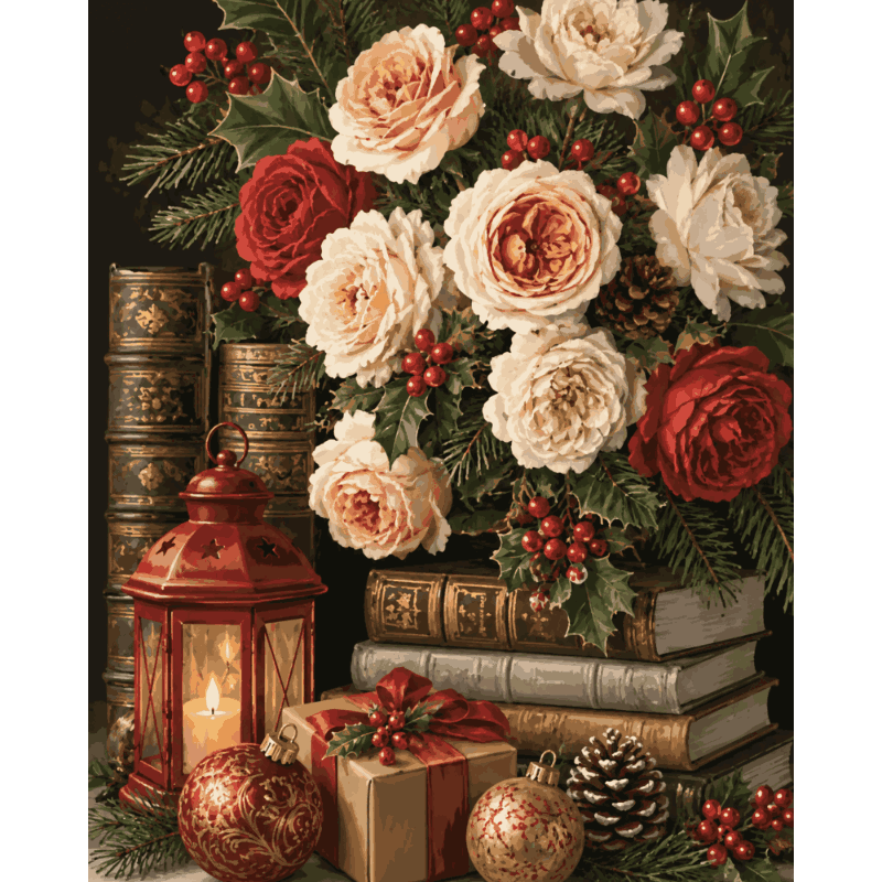 Roses & Old Books | Paint by Number - Paint by numbers