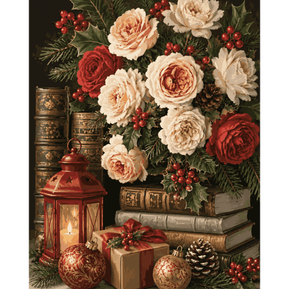 Roses & Old Books | Paint by Number - Paint by numbers