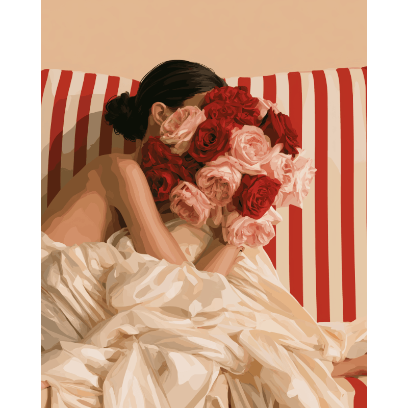 Roses in Her Hair | Paint by Number - Paint by numbers
