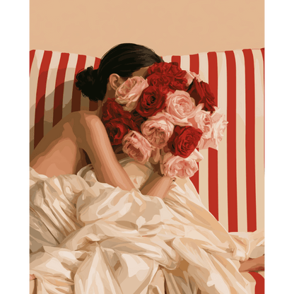 Roses in Her Hair | Paint by Number - Paint by numbers