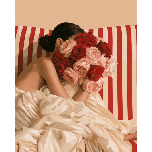 Roses in Her Hair | Paint by Number - Paint by numbers