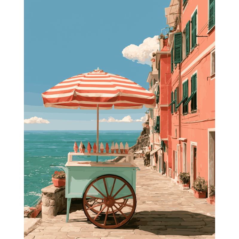 Seaside Cart | Paint by Number - Paint by numbers