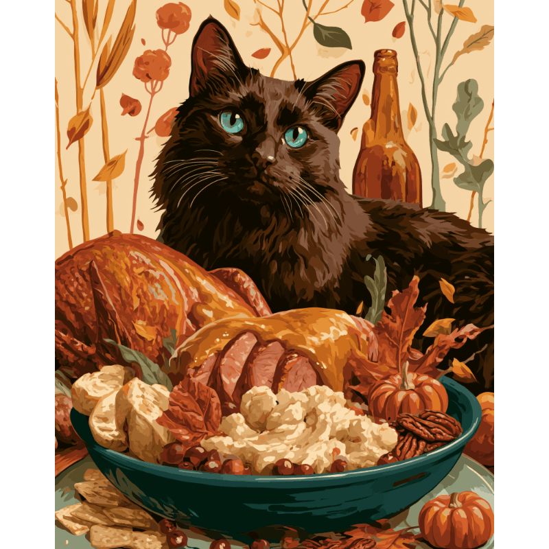Thanksgiving Cat | Paint by Number - Paint by numbers