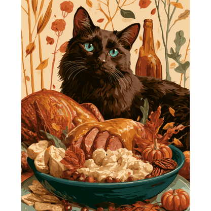 Thanksgiving Cat | Paint by Number - Paint by numbers
