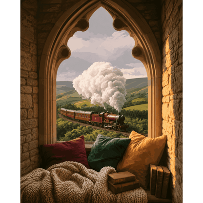 Train Through the Window | Paint by Number - Paint by numbers