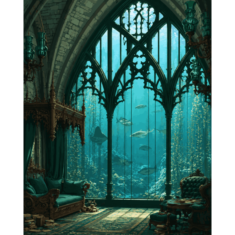 Underwater Gothic Room | Paint by Number - Paint by numbers