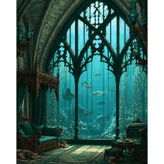 Underwater Gothic Room | Paint by Number - Paint by numbers