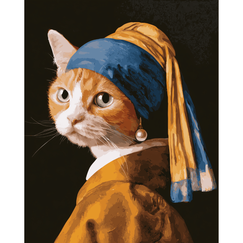 Cat with a Pearl Earring | Paint by Number - Paint by numbers