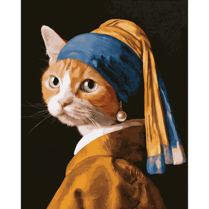 Cat with a Pearl Earring | Paint by Number - Paint by numbers