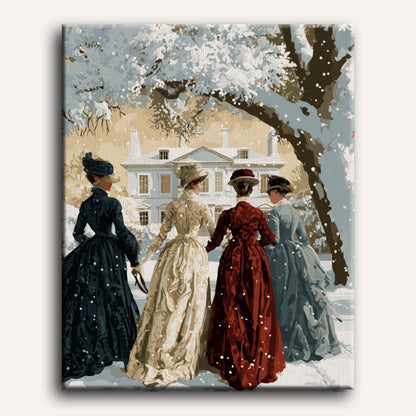 Promenade sous la neige | Peinture à numéros