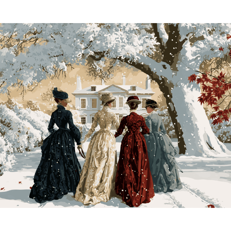 A Snowy Promenade | Paint by Number - Paint by numbers