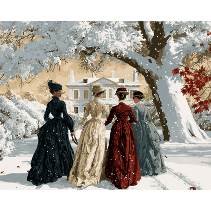A Snowy Promenade | Paint by Number - Paint by numbers