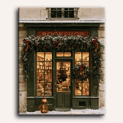Librairie sous la neige | Peinture à numéros