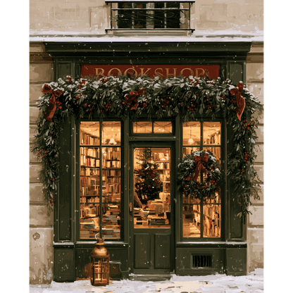 Bookshop in the Snow | Paint by Number - Paint by numbers
