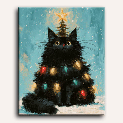 Kitty Christmas Tree | Paint by Number