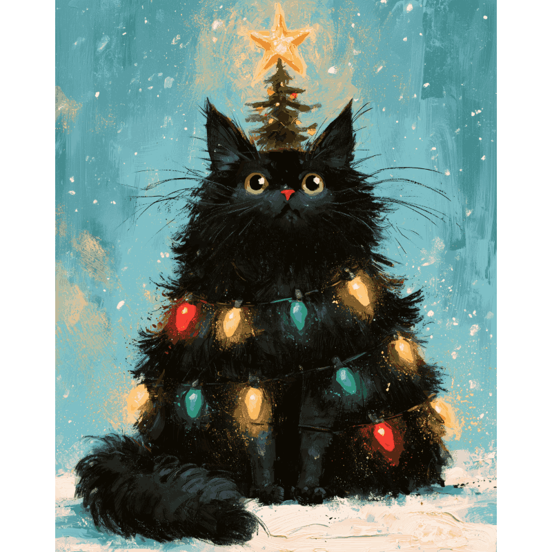 Kitty Christmas Tree | Paint by Number - Paint by numbers