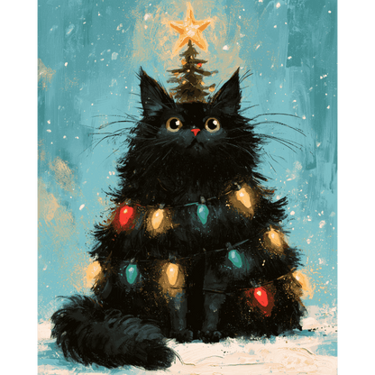 Kitty Christmas Tree | Paint by Number - Paint by numbers