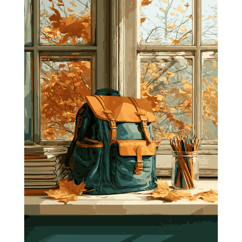 Back to School Windowsill | Paint by Number - Paint by numbers